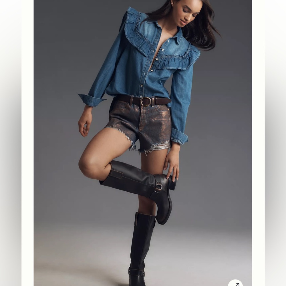 NWT Anthropologie The Devon Denim Shorts by Pilcro: Coated Edition - Picture 3 of 13